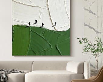 Large Textured Green Golf Course Oil Painting Hand-Painted Sports Wall Art