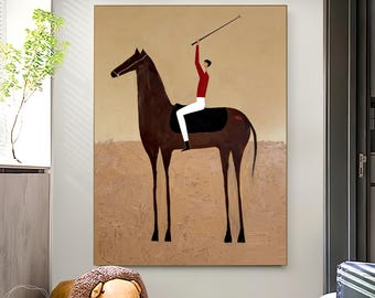 original man figure and horse oil painting on canvas large western cowboy wall art
