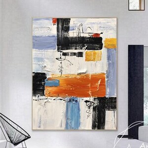 Abstract painting orange geometric art black blue oil painting large original acrylic paintings on canvas home decoration wall art pictures