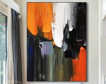 Hand Painted Color Abstract Oil Painting On Canvas Modern Art Extra Large Painting Orange Painting Office Decor Abstract Original Wall Art