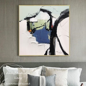 Large Abstract Bright Color Brush Stroke Wall Art Modern Textured Abstract Oil Painting Minimalist Handmade Soft Art Office Wall Art, Gift