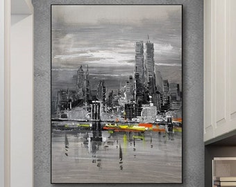 Large Original Abstract City Painting New York Cityscape Painting Large Canvas Art Abstract Skyline Contemporary Art Home Décor Urban Art