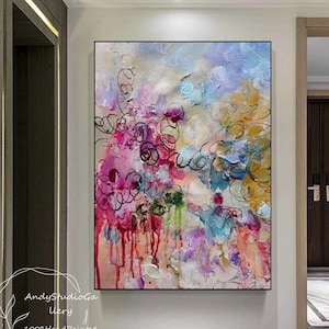 Modern Graffiti Style Painting Original Abstract Colorful Graffiti Painting Urban Graffiti Wall Art Hand Painted Pop Art Office Decor Gift