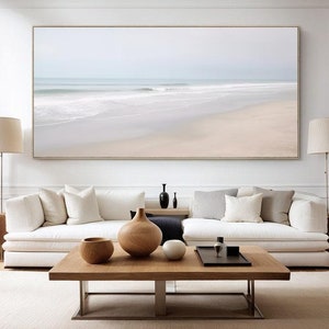 Large Sea Painting on Canvas Abstract Ocean Painting Beach Sunset Abstract Painting White Wave Painting Heavy Texture Painting Boho Wall Art