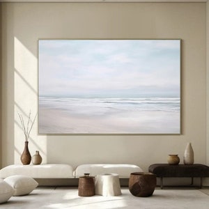 Large Sea Impasto Oil Painting On Canvas Original Waves Seascape Canvas Wall Art Decor Extra Large Horizontal Ocean Minimalist Wave Art Gift