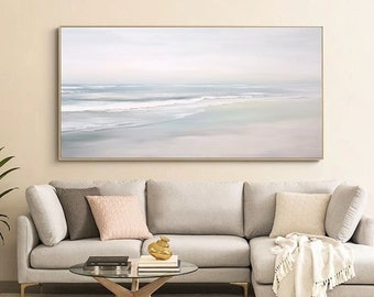 Beach Painting on Canvas Original Modern Seascape Wall Art Coastal Wall Art Large Minimalist Ocean Art Living Room Wall Art Custom Sea Art