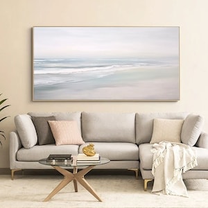 Beach Painting on Canvas Original Modern Seascape Wall Art Coastal Wall Art Large Minimalist Ocean Art Living Room Wall Art Custom Sea Art