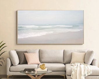 Large Original Minimalist Ocean Oil Painting Modern Abstract Sea Canvas Wall Art Ocean Wave Painting Custom Painting Living Room Home Decor