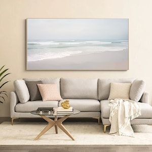 Large Original Minimalist Ocean Oil Painting Modern Abstract Sea Canvas Wall Art Ocean Wave Painting Custom Painting Living Room Home Decor