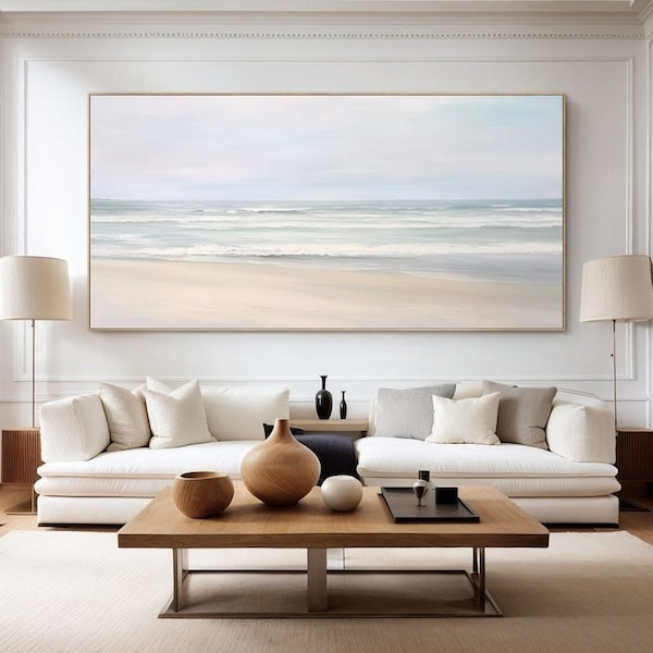 Large Abstract Ocean Minimalist Wall Art Original Blue Sea Oil On Canvas Abstract Textured Seascape Oil Painting Sea Wave Texture Wall Art