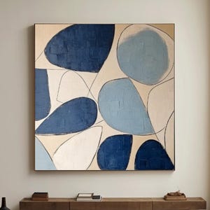 Beige Blue Abstract Wabi Sabi Canvas Art Beige Minimalist Wall Art For Living Room Blue Neutral Texture Wall Art Framed Scandinavian Artwork