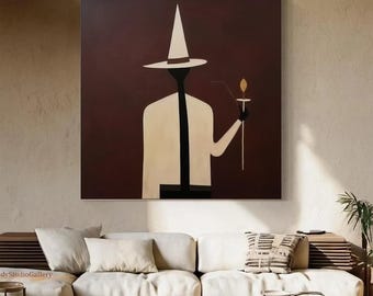 Vintage Man Portrait Oil Painting Man Painting Expressive Figure Art Abstract Muted Tone Wall Art Modern Contemporary Wall Art