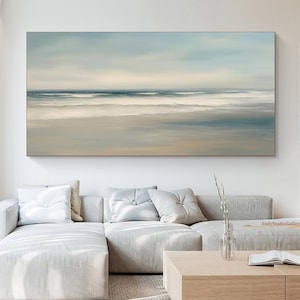 Large White Texture Ocean Wave Painting 3D Textured Wall Art Ocean Waves Painting on Canvas 3D Texture Beach Wall Art Living Room Wall Decor