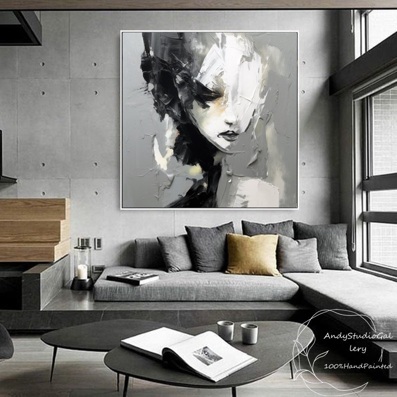 Large Faceless Portrait Painting Abstract Lady Painting Woman Face ...