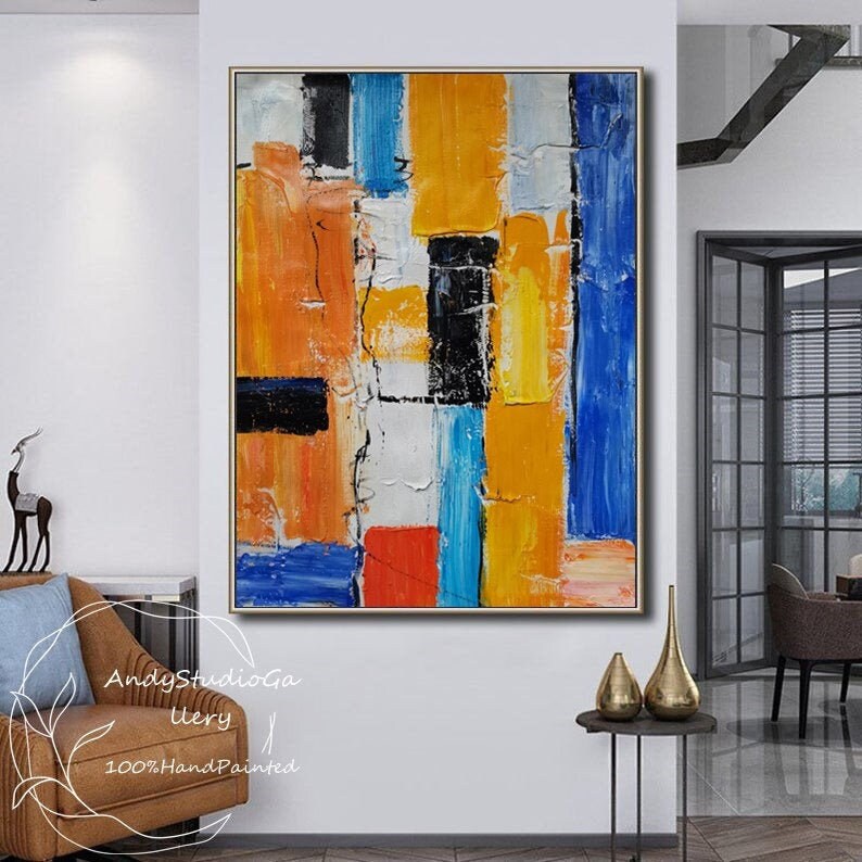 Oil strokes on canvas wall art, Abstract paintings for bedroom, Oil modern wall decor for living