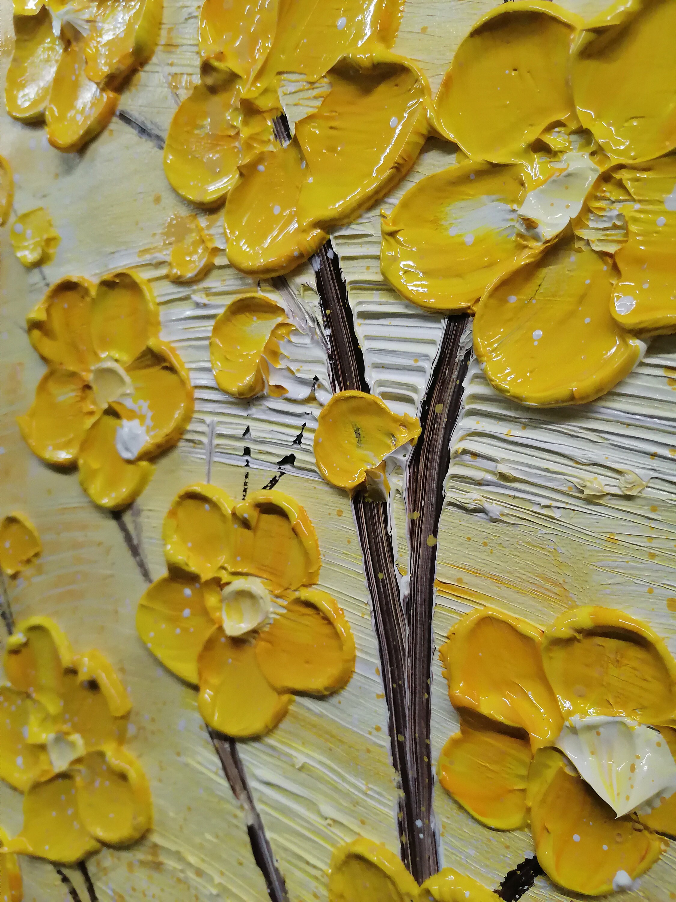 Abstract Flowers Painting Wall Art For Living Room Original Etsy