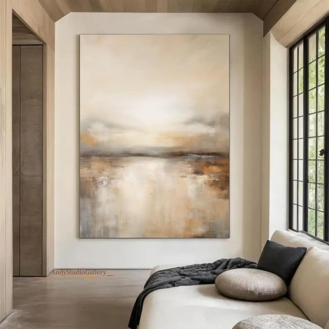 Wabi Sabi Abstract Canvas Art Minimalist Beige Painting on Canvas Brown ...