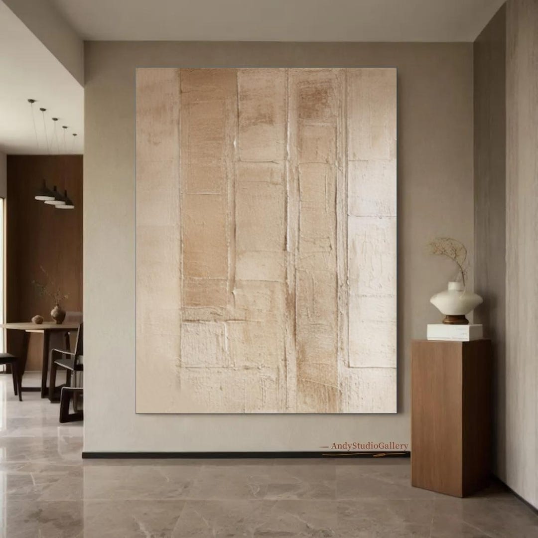 Large Beige 3D Textured Painting Brown Minimalist Wabi Sabi Wall Art ...