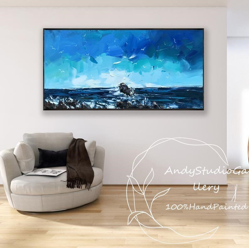 Large Abstract Sea Art Hand Painted Modern Impressionist Etsy