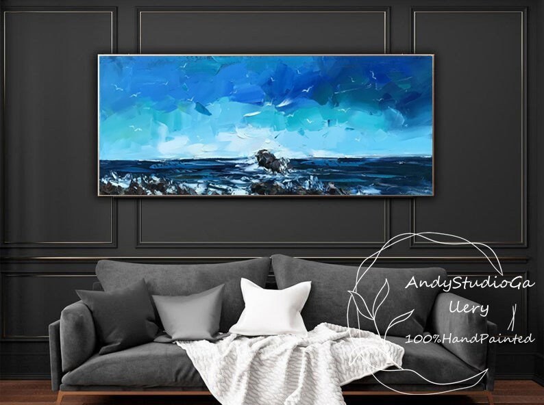 Large Abstract Sea Art Hand Painted Modern Impressionist Etsy