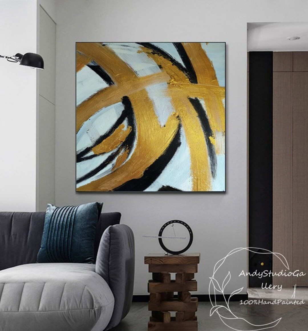 Large Gold Abstract Oil Painting Gold Abstract Acrylic Wall Art on