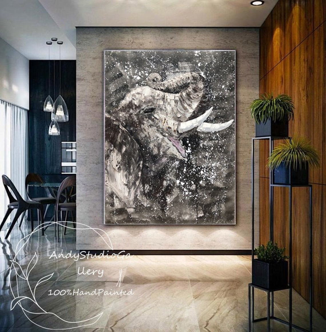 Large Elephant Wall Artelephant Canvaselephant Wall Etsy