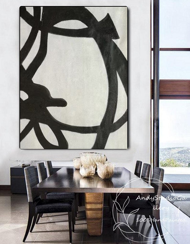 Large Canvas Wall Art Black Painting Contemporary Painting Etsy