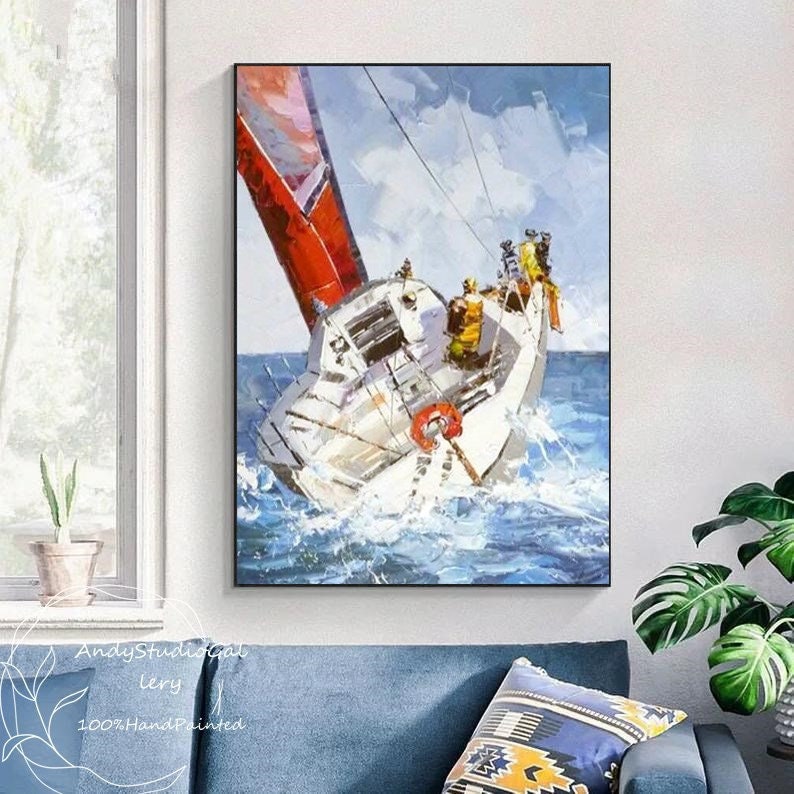 blue sailboat art for sale