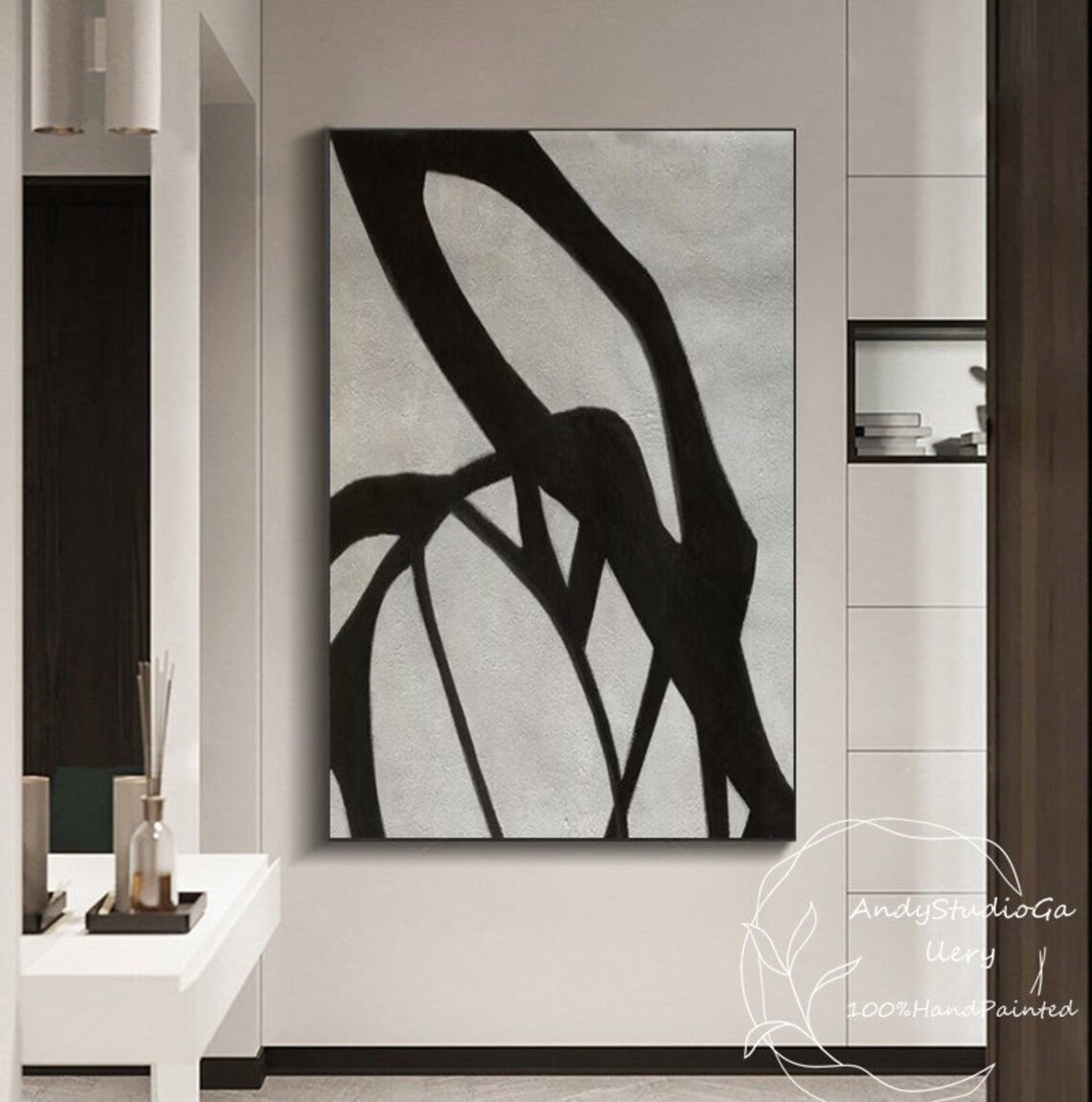 Extra Large Black and Gray Canvas Art Black Abstract Art Black | Etsy