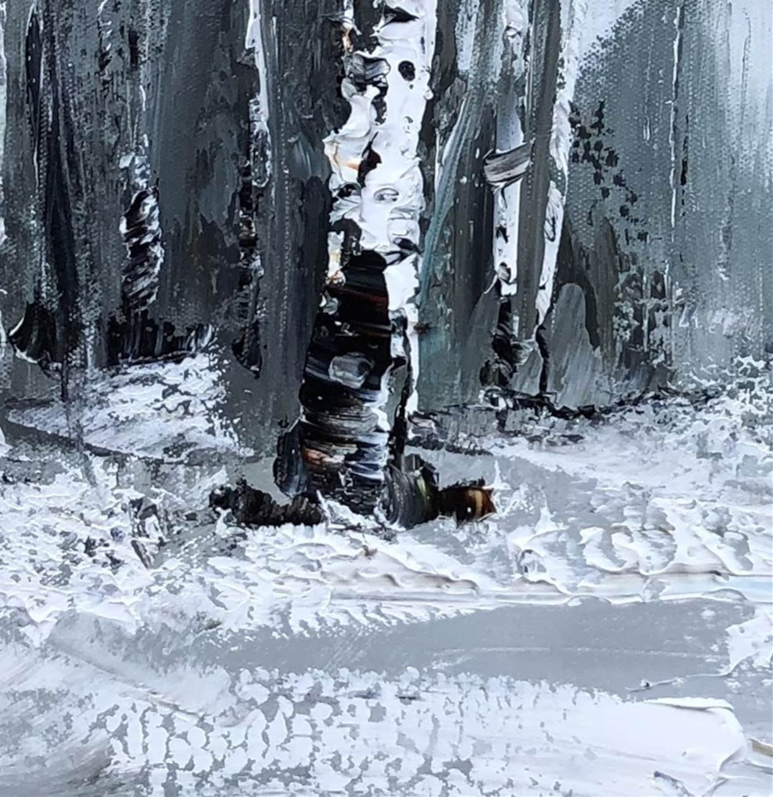 Birch Trees Oil Painting on Canvas Large Palette Knife - Etsy