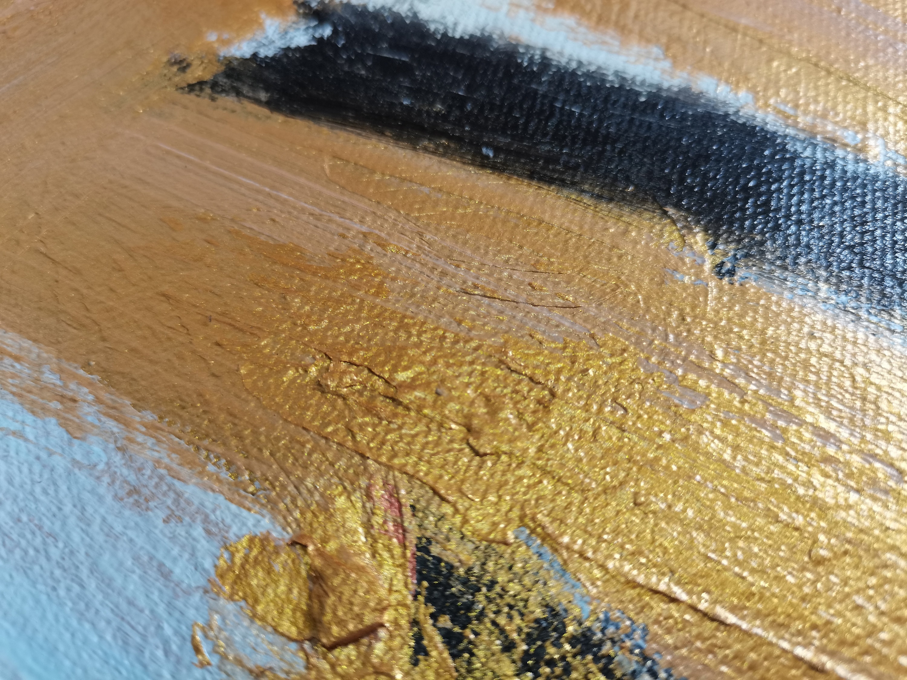 Large Abstract Gold Leaf Painting Acrylic Wall Art On Canvas Etsy