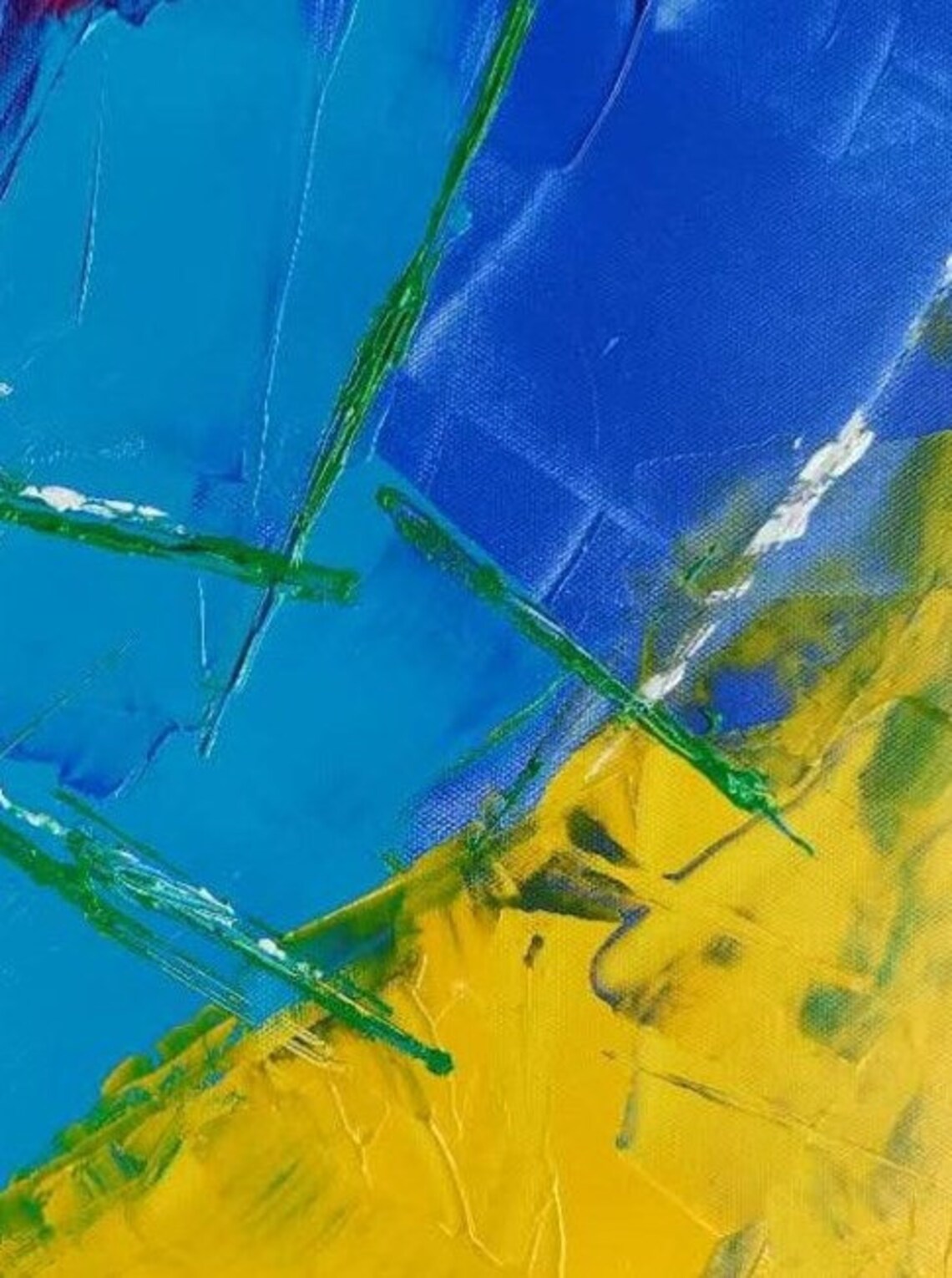 Original Blue Abstract Art Large Yellow Abstract Oil Painting Etsy