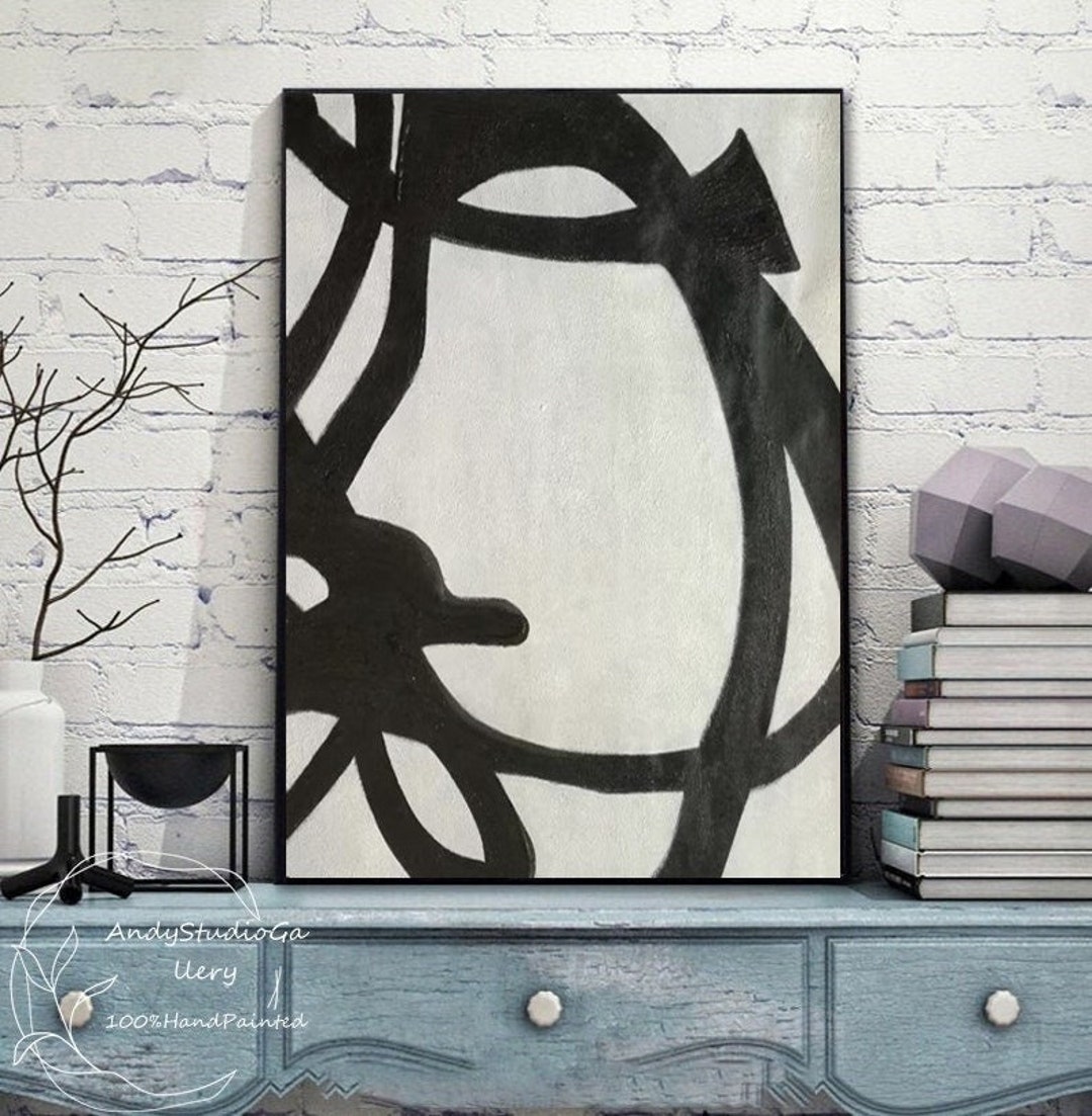 Large Canvas Wall Art Black Painting Contemporary Painting Etsy