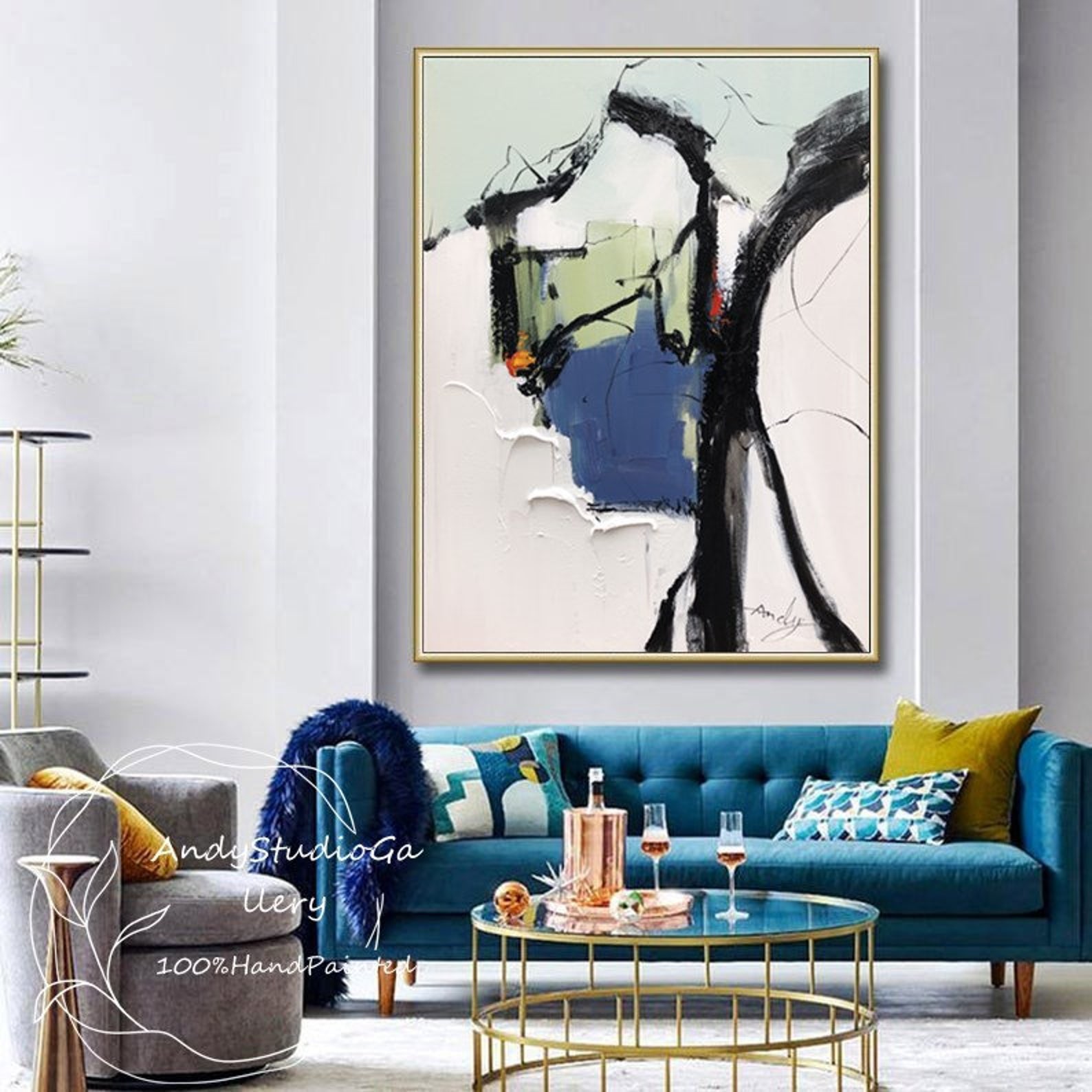 Handmade White Painting Modern Abstract Canvas Wall Art White Etsy UK