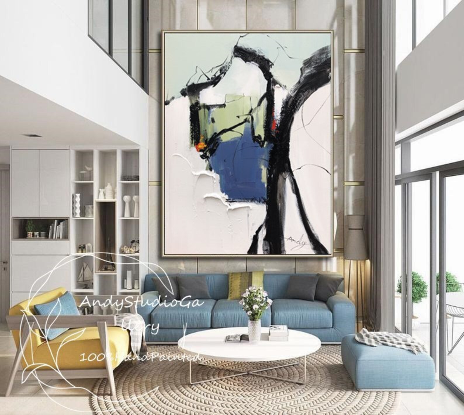 Handmade White Painting Modern Abstract Canvas Wall Art White Etsy UK