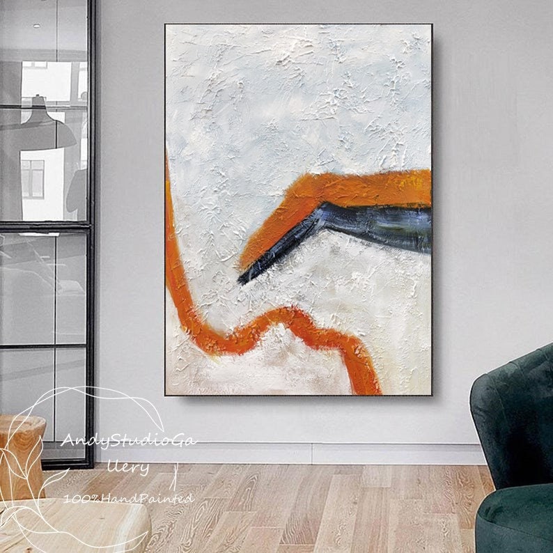 Oil strokes on canvas wall art, Abstract paintings for bedroom, Oil modern wall decor for living