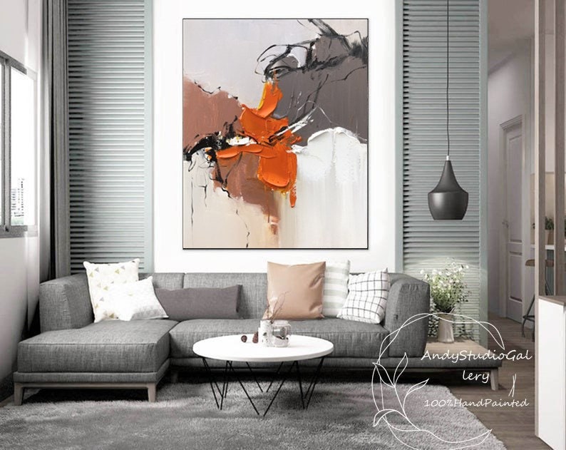 Brown Painting Canvas Abstract Art Large Acrylic Original Etsy