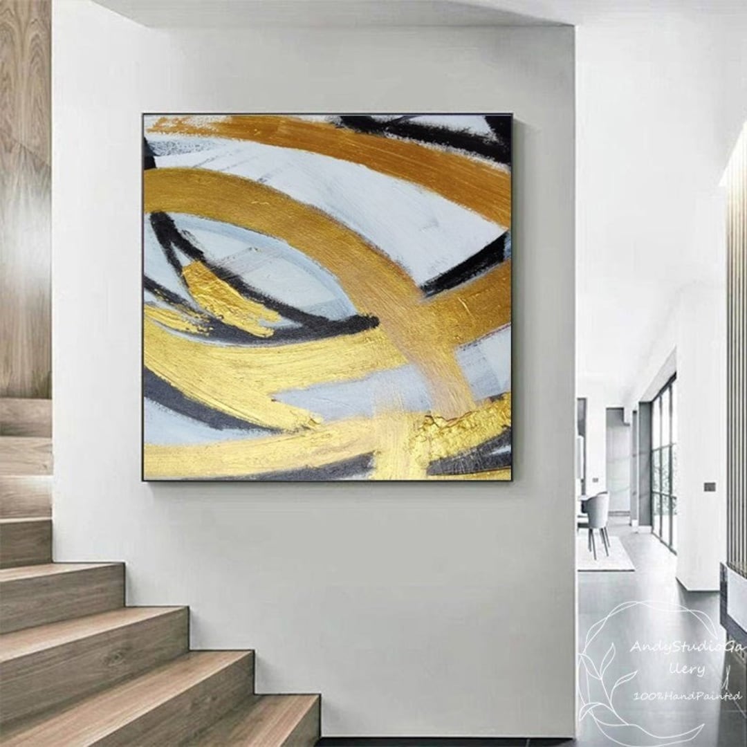 Original Abstract Gold Painting Large Gold Abstract Acrylic Painting