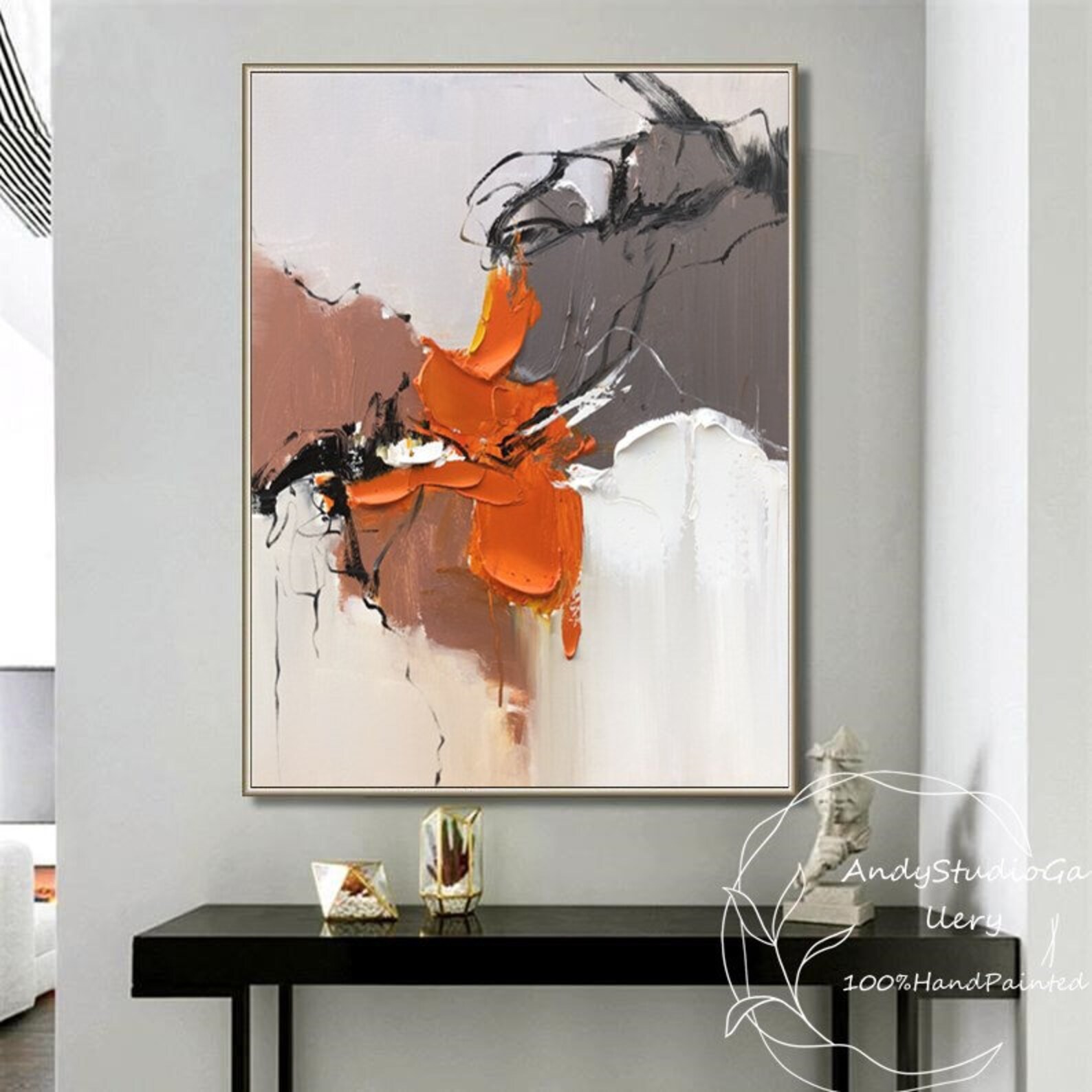 Brown Painting Canvas Abstract Art Large Acrylic Original Abstract ...