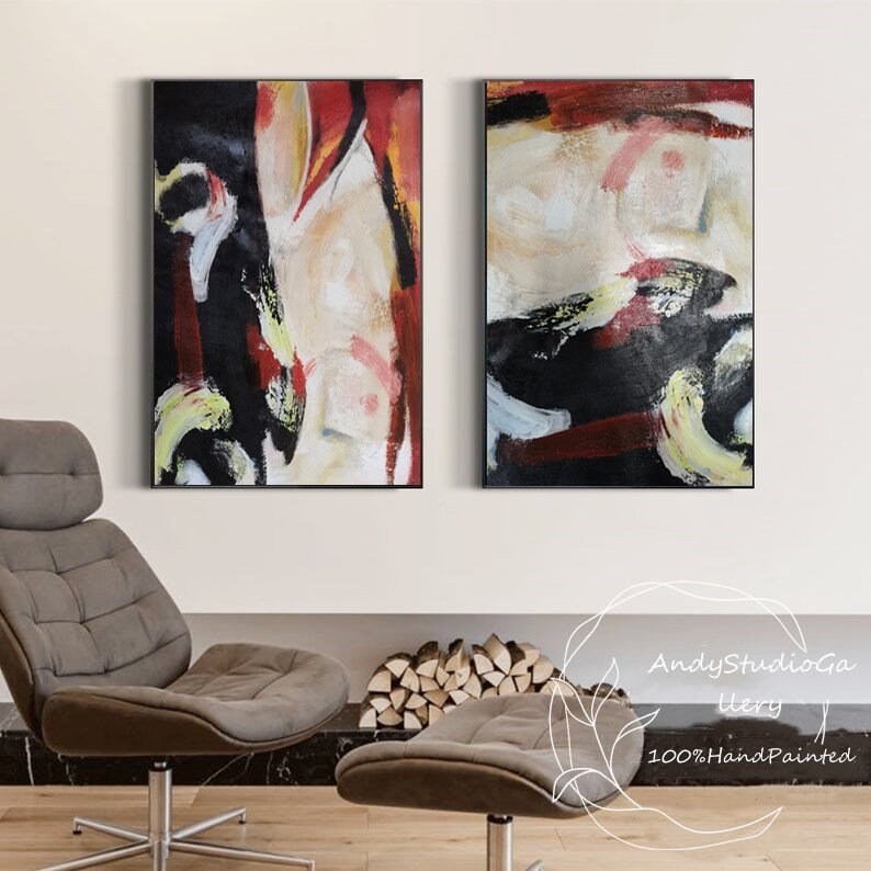 Large Red Abstract Oil Painting on Canvas Original Painting Etsy