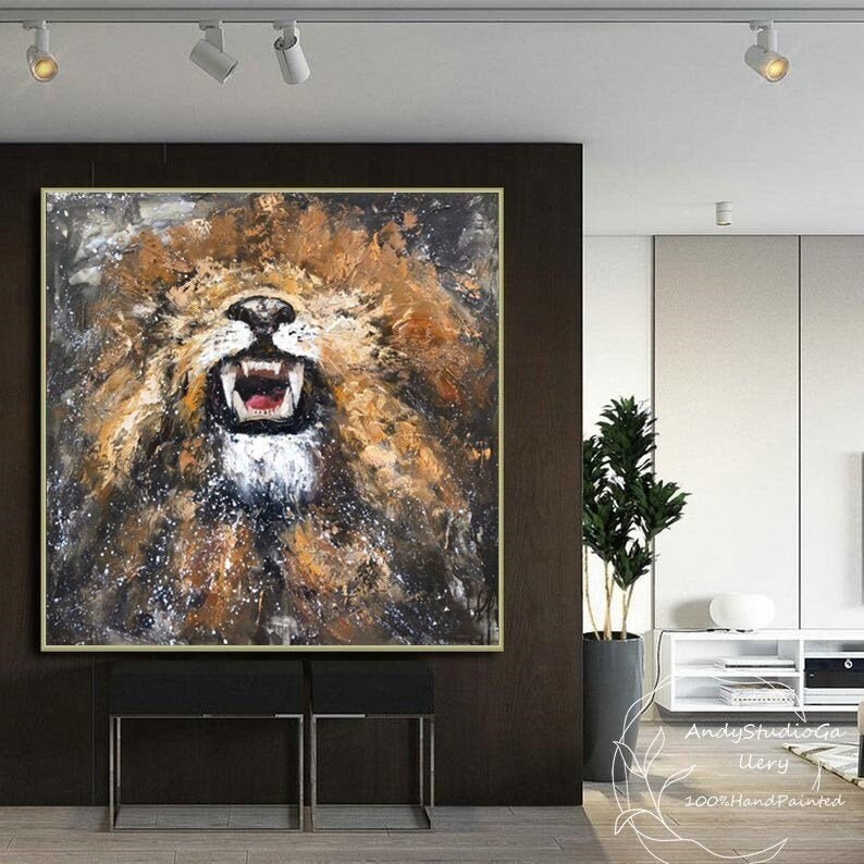 Abstract Lion ArtworkPop Art Painting Room DecorOriginal | Etsy