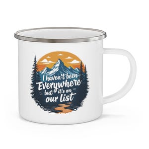 Enamel Camping Mug, Travel Mug, Outdoor Adventure Gift, Hiking Coffee Cup, Personalized Camping Accessory, Nature Lover Mug