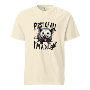 I&#39;m a Delight Comfort Colors® T-Shirt, First of All, Vintage Possum Tshirt, Funny Retro Shirt, Graphic Tee, Funny Women&#39;s Aesthetic Tshirt