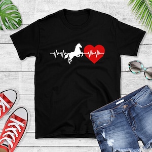 Horse Lover T-Shirt - Horse Farm Tee - Horse Heartbeat Gift Apparel - Farm Girl Outfit