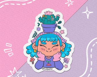 Cute little girl gardener sticker | Vinyl sticker - Hydroflask sticker - journal sticker - laptop sticker - water bottle sticker