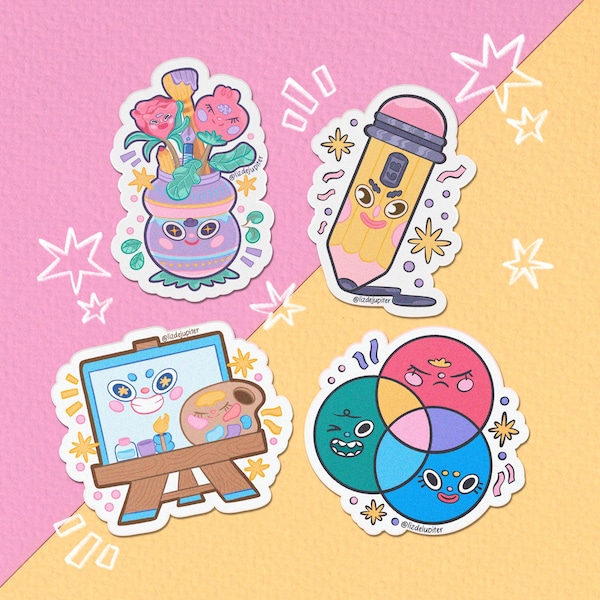 Artist Drawer Sticker Pack x4 | Vinyl sticker - Hydroflask sticker - journal sticker - car sticker - laptop sticker - water bottle sticker