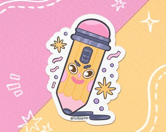 Cute yellow pencil for drawer sticker | Vinyl sticker - Hydroflask sticker - journal sticker - laptop sticker - water bottle sticker