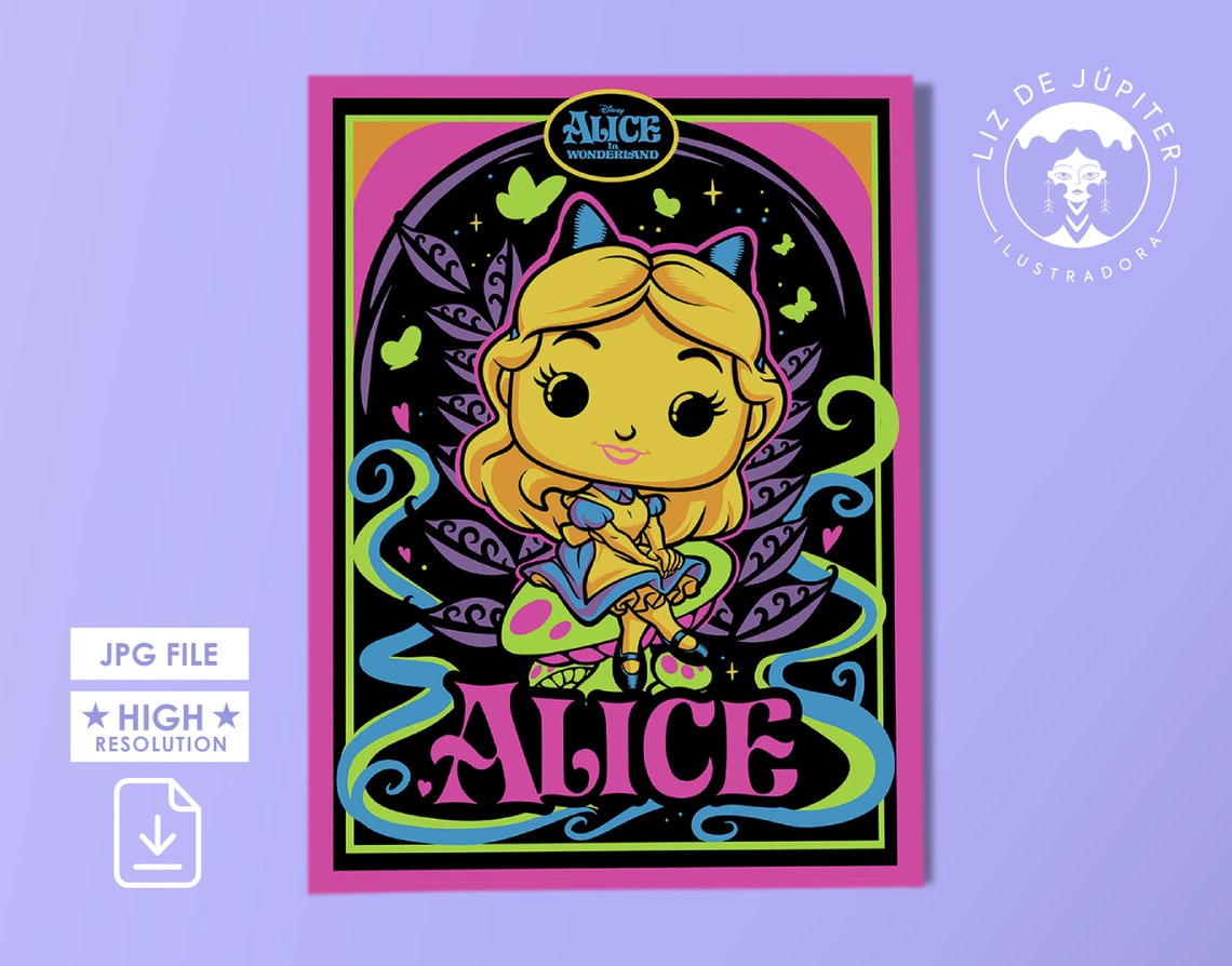 Alice in Wonderland Black Light Poster Funko Pop Style | Etsy
