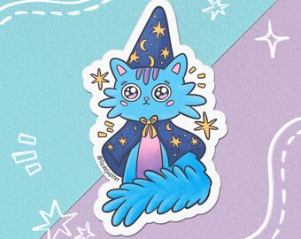 Magic blue cat sticker | Vinyl sticker - Hydroflask sticker - journal sticker - cute car sticker - laptop sticker - water bottle sticker