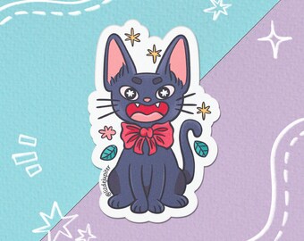 Cute black cat with red bowtie sticker | Vinyl sticker - Hydroflask sticker - journal sticker - laptop sticker - water bottle sticker